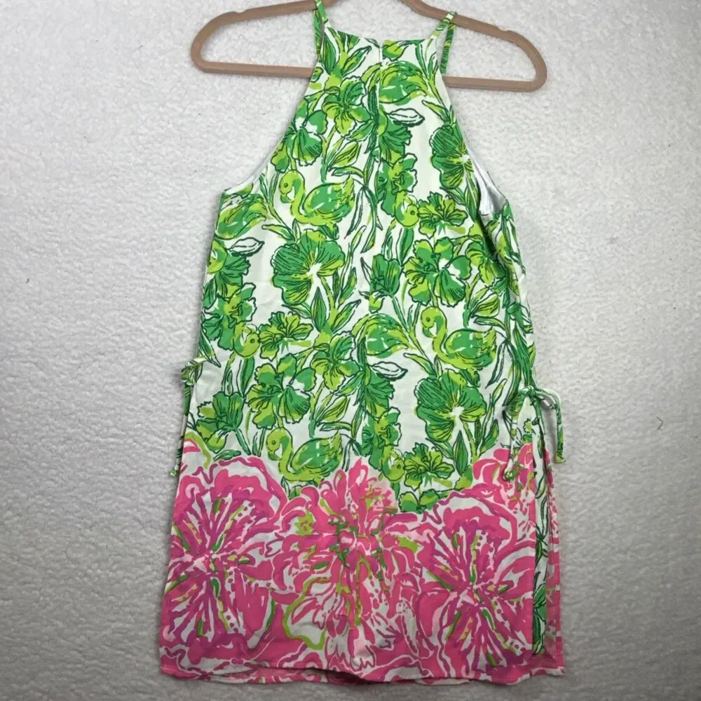 (T6) Lilly Pulitzer Pearl Romper Flamingle Engineered Flamingos Floral,Sz 4 - Picture 4 of 16
